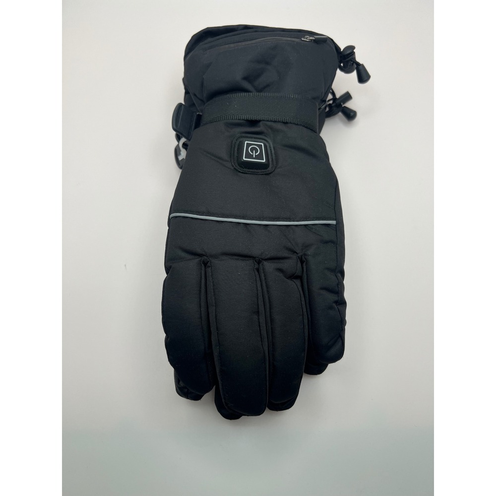 Black Heated Winter Gloves Insulated Ski Snowboard Gauntlet Adjustable Straps